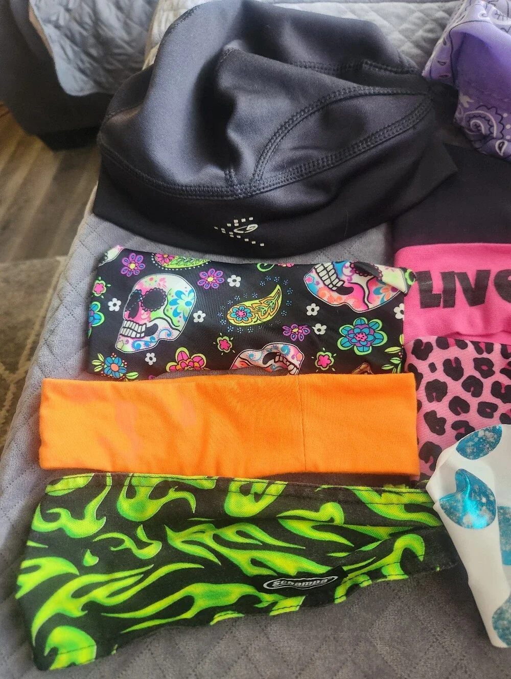 Assorted Running Headbands , A Hat and A Bandana - Mixed Colors , Sayings